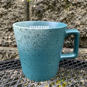 Starbucks Ceramic Mug Cup Teal Blue Green White Fleck Splatter Speckle Spot 2021